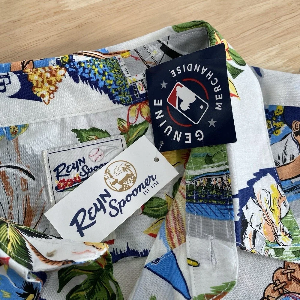 Reyn Spooner Shirt Men's Large Button Up Tampa Bay Rays Baseball MLB Camp NWT - Picture 10 of 14